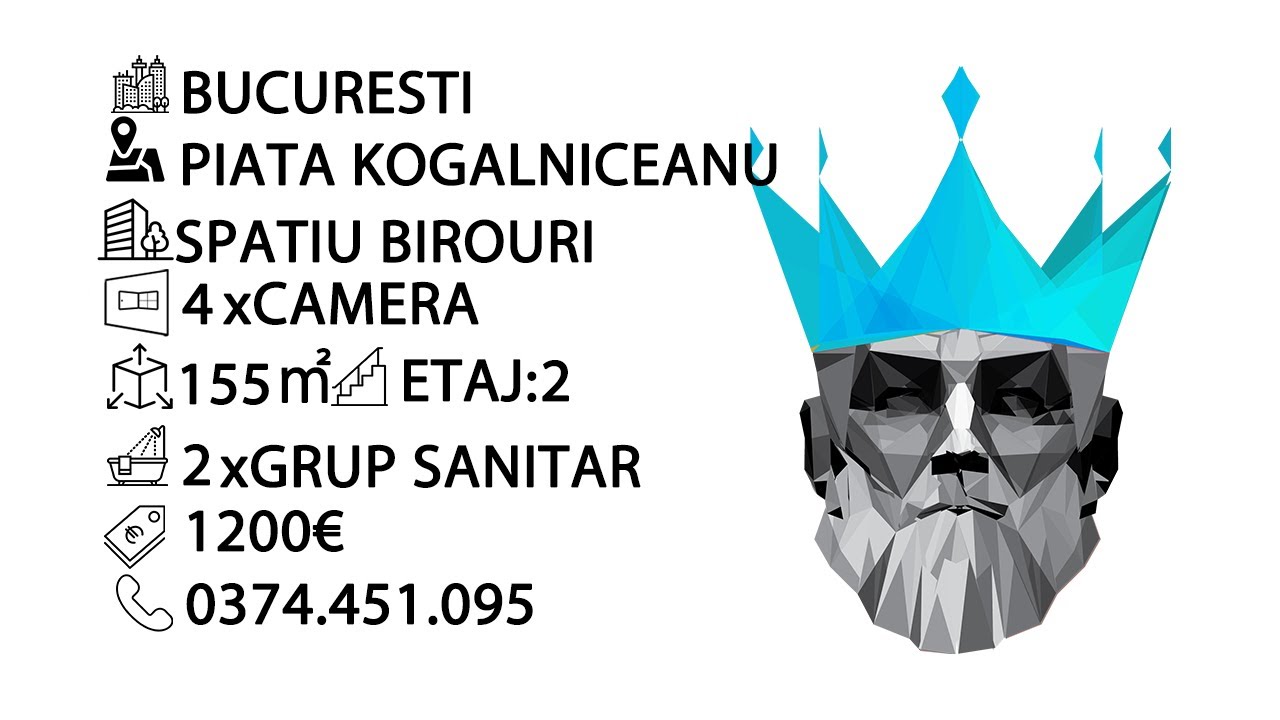 Tur video Piata Kogalniceanu | Spatiu Birouri | 4 Camere | Centrala | AC | Parcare 