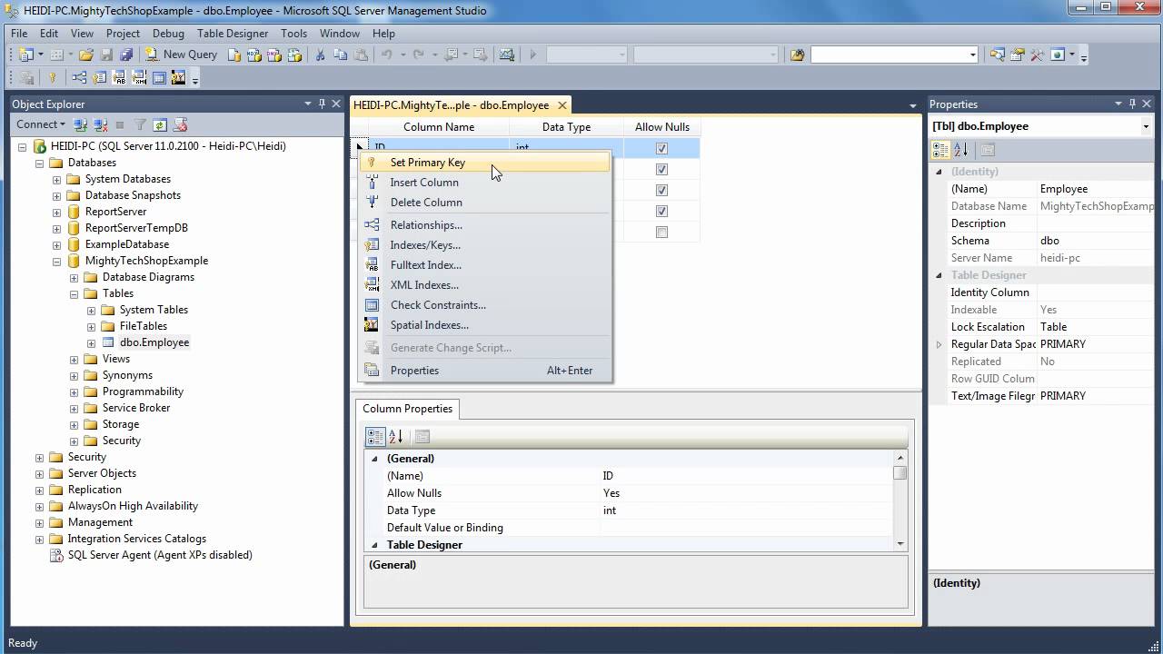 SQL Server: Primary Key