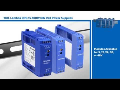 New This Week at Mouser Electronics – TDK-Lambda DRB 15-100w DIN Rail Power Supplies