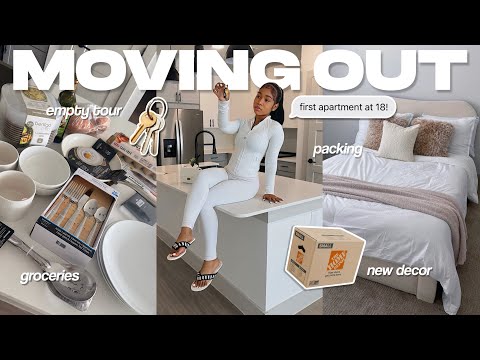 MOVING OUT ALONE AT 18! empty apt tour, unpacking, first night, got my keys
