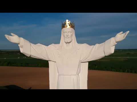 Świebodzin - figura  Pomnik Jezusa Chrystusa z lotu ptaka DJI Spark test