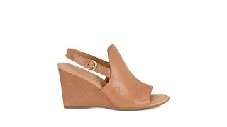 Born "Bevi" Leather PeepToe Wedge Sandal