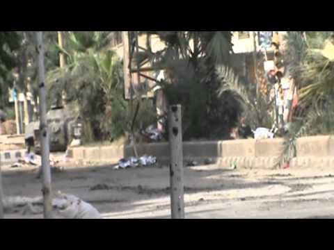 إعطاب احدى اليات النظام على دوار غسان عبود في مدينة دير الزور من قبل كتيبة أسود التوحيد