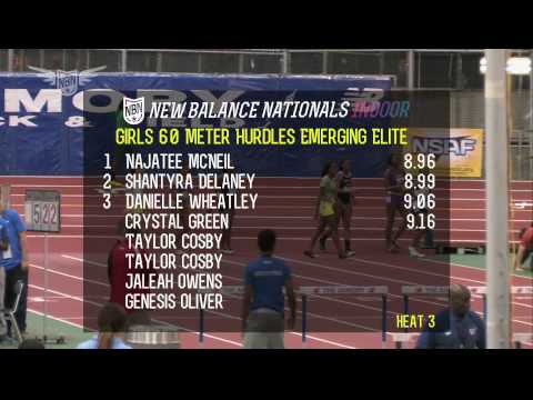 Girls 60m Hurdles EE Prelim Heat 3 - New Balance Nationals Indoor 2013