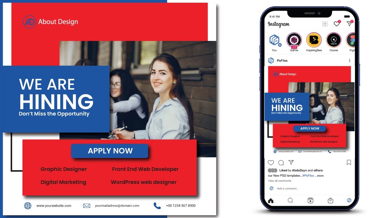 We are hiring employee job vacancy opportunity social media post banner template