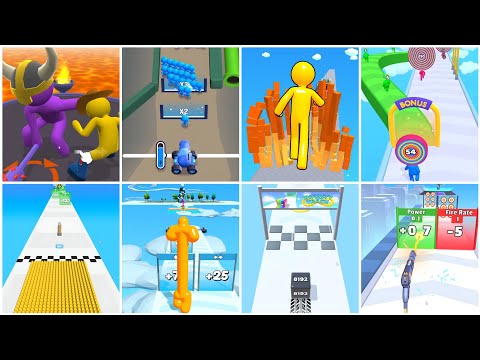 Giant Rush, Jelly Run 2048, Layer Man, ScaleMan, Mob Control,Bullet Army Run,Tall Man Run, Gameplay