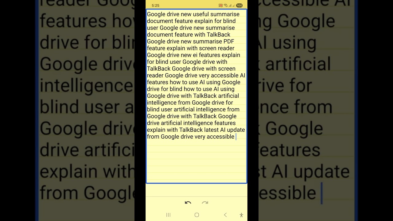 Use  superb fantastic Google drive AI features for blind summarise document with powerful AI