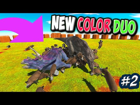 New Color Duo! T-rex & Triceratops vs Every Unit(Same Price) #2 - Animal Revolt Battle Simulator