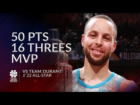 Stephen Curry 50 pts 16 threes MVP vs Team Durant 22 All-Star Game