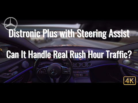 Mercedes-Benz E450 Distronic Plus Steering Assist in Heavy Rush-Hour Traffic; No Talking or Music