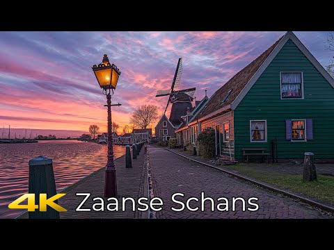 Zaanse Schans 🇳🇱 Netherlands Evening Walk With Calm Music For Relaxation 4K 60p