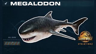 ALL MEGALODON SKINS - JURASSIC WORLD EVOLUTION 2