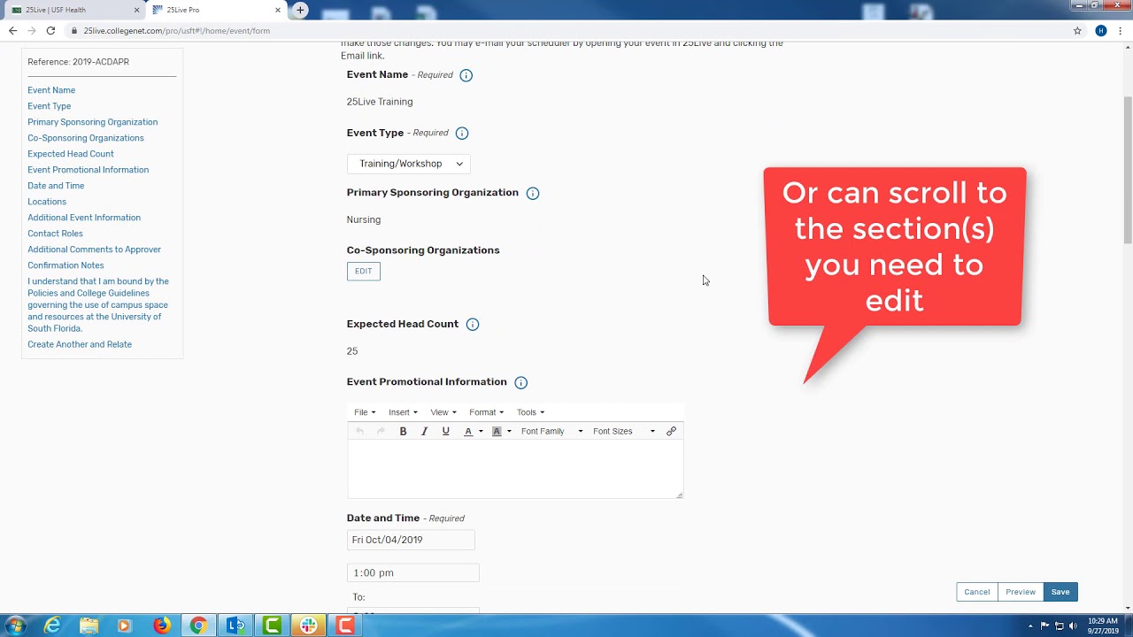 25Live: Edit An Event