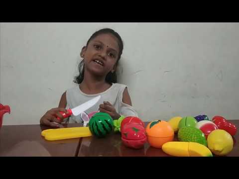Learn fruits names with Velcro cutting toys /  Nakshatra & Deeksha
