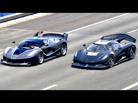 Ferrari FXX K SuperSonic Engine vs Koenigsegg Jesko with Jet Engine - Drag Race 20 KM