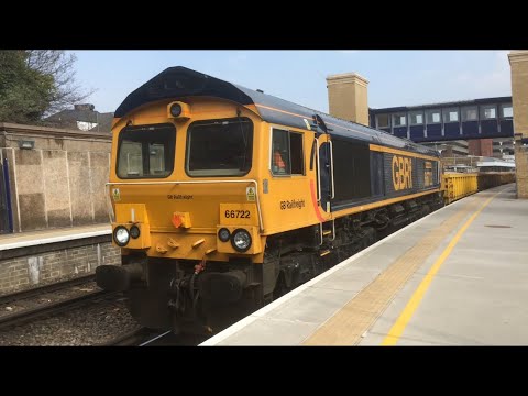 GBRf 66722 Passing Gravesend With Engineering Ballast Train 30/3/19