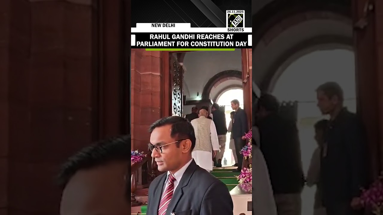 LoP Rahul Gandhi reaches Parliament for Constitution Day celebrations