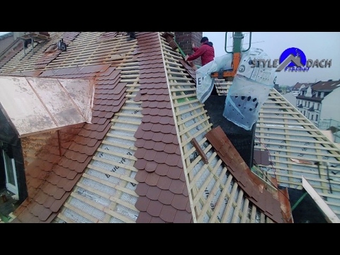 Dachdecker decken Biberschwänze - Spengler verblechen Gaube - Zeitraffer - Dachdecker aus Grimma