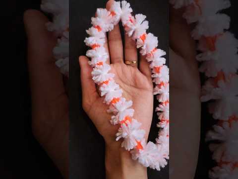 Easy Parijat Flower Garland #woolgarland #diycrafts #ganpatidecoration #woolencraft #art #yarnflower