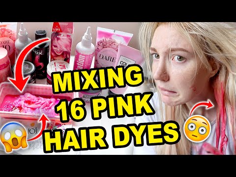 混合16種不同的粉紅色染髮劑(創造完美的粉紅色陰影)，並用它來染髮! (MIXING 16 DIFFERENT PINK HAIR DYES (to create the PERFECT shade of pink) & DYING MY HAIR WITH IT!!!)