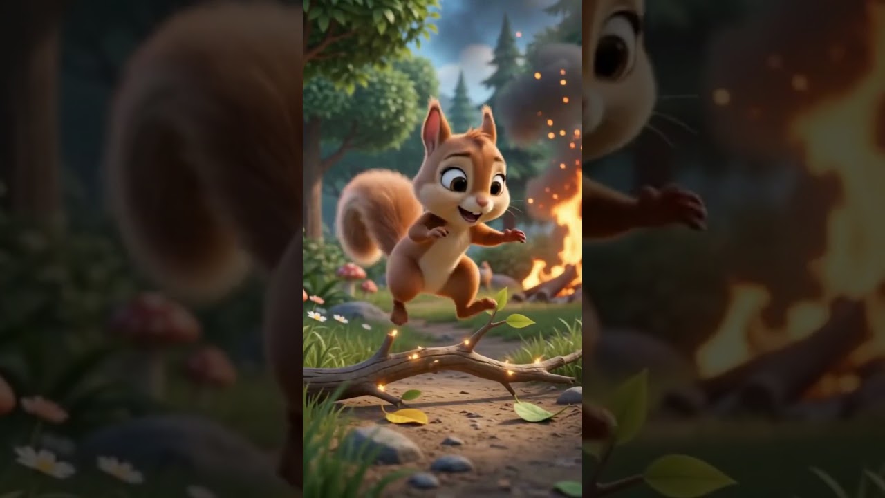 🐿️ The Brave Squirrel ننھی گلہری کی بہادری #aivideos #animation #funny #fairytales #trendingshorts