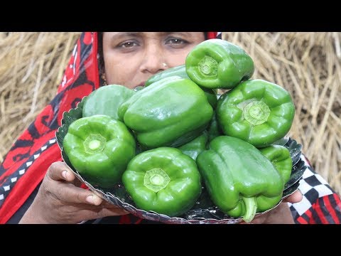 Village Food Farm Fresh Capsicum Recipe Village Style Tasty & Delicious Fresh Capsicum Fry Cooking Video