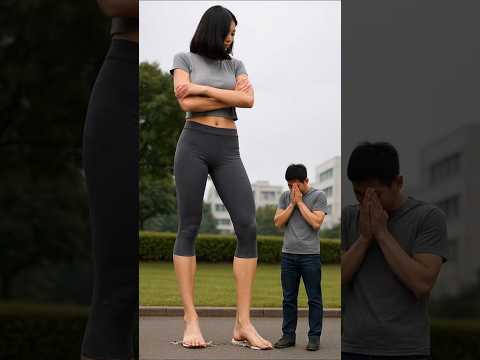 Watch Short Girl Transform into Tall Girl, and She Torn Her Shoes 👟😲 #tallgirl #tallwoman #giantess