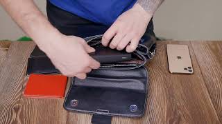 Сумка сетчел у класичному кольорі для жінок з натуральної шкіри Vintage 22291 чорна