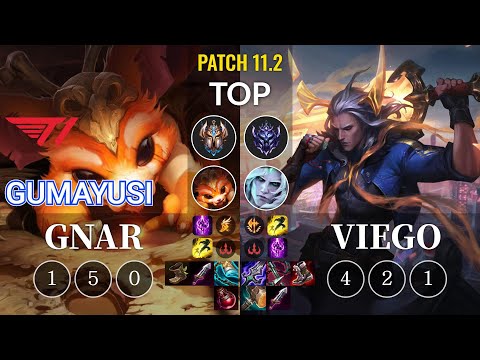T1 Gumayusi Gnar vs Viego Top - KR Patch 11.2