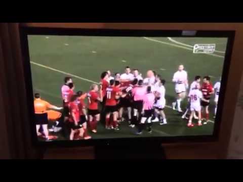 Rugby league fight/brawl after bug hit