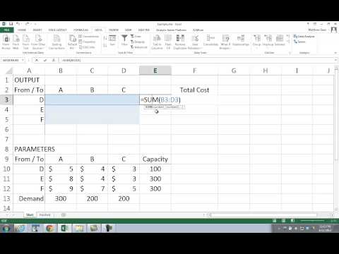 Part of a video titled Transportation Model in Excel - YouTube