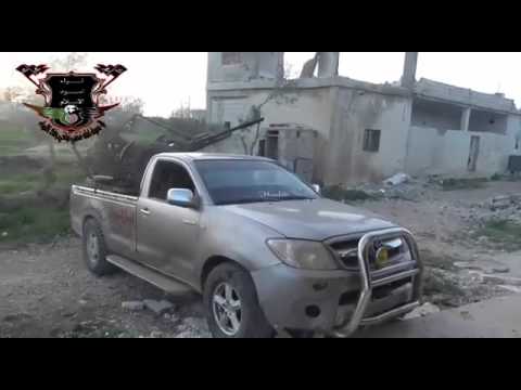 استهداف مقرات النظام برشاش 14.5 من قبل لواء أسود الإسلام ضمن معركة السيطرة على قرية جدية في ريف درعا