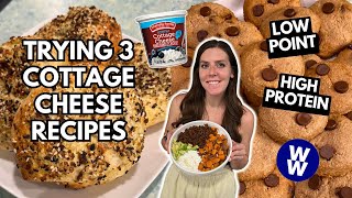 TRYING 3 QUICK & EASY COTTAGE CHEESE RECIPES | WeightWatchers Points | bagels, cookies, viral bowl