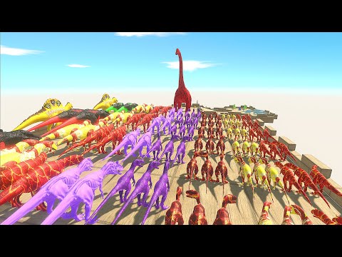 Colored CARNIVORE DINOSAURS VS HERBIVORE DINOSAURS CHAMPIONSHIP - Animal Revolt Battle Simulator
