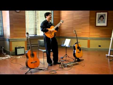 Oren Fader demonstrates 3 types of guitars: classical, electric and acoustic.