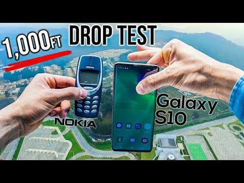 Samsung galaxy s10 drop test from 1000 feet ! -  VS . Nokia 3310 | in 4k 2020
