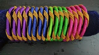 Designer silk thread bangles with ball chain