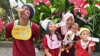 Download lagu AUGUST 17TH COMPETITION WITH BABY AZAM 🎉 Eating baby food and drinking baby milk | Salsa and Family mp3