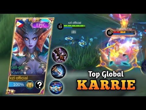 TOP GLOBAL KARRIE BEST BUILD AND EMBLEM 2022 | KARRIE GAMEPLAY | MLBB