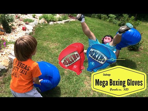 Mega Boxing Gloves Parents vs. Sweetie Fella Aleks | Extreme Challenge – Punch, boxing