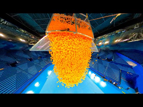 We Dropped 100,000 Ping Pong Balls From ARENA ROOF!