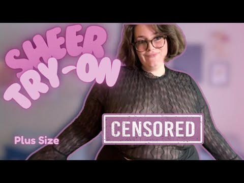 4K TRANSPARENT Top Try On Haul + Spanex Shorts  🖤 Sheer Clothing on Natural Curvy Body 👚 Plus Size