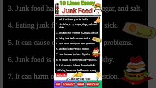 10 lines essay on Junk Food | junk food 10 line | junk food par 10 line english mein