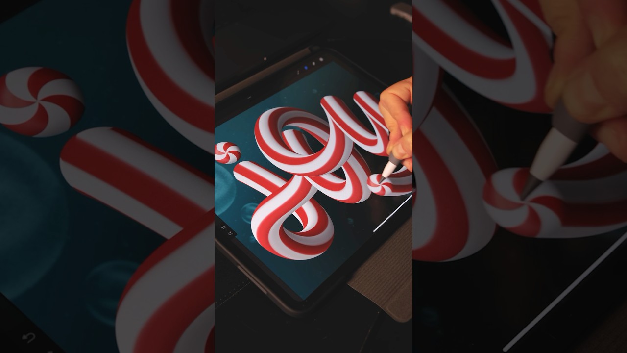 Candy Cane full PROCREATE tutorial (see related video👇) #christmasart #procreateart