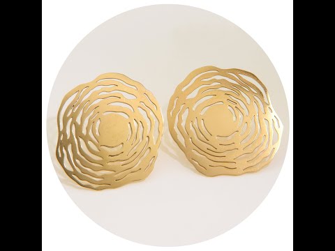 Cercei Aur Galben 14 k Flori Abstracte - Eleganta Moderna