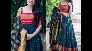 How to convert old saree into long chudithar  Old 
