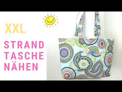 Sew an XXL beach bag without a pattern with patch pockets - simple sewing instructions