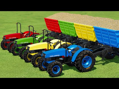 TRANSPORT, HARVEST & LOAD SUGARCANE WITH UNIVERSAL COLORED TRACTORS - Farming Simulator 22