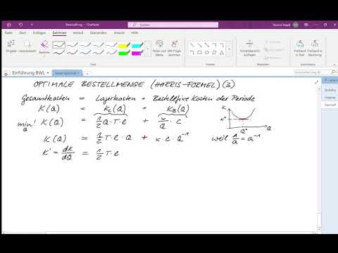 BWL Besch10 Beschaffung Werkstoffe Optimale Bestellmenge Herleitung Harris Formel