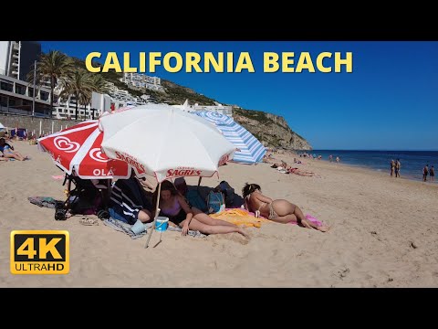 4K  Beach Walk Tour - California Beach - Sesimbra, Portugal